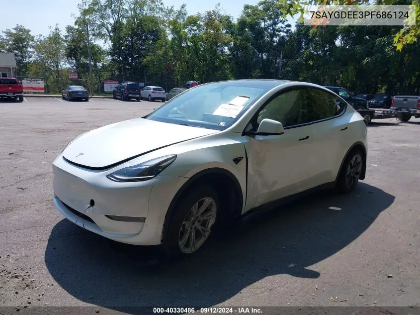 2023 Tesla Model Y Awd/Long Range Dual Motor All-Wheel Drive VIN: 7SAYGDEE3PF686124 Lot: 40330486