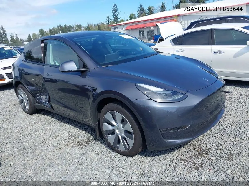 2023 Tesla Model Y Awd/Long Range Dual Motor All-Wheel Drive VIN: 7SAYGDEE2PF858644 Lot: 40337748