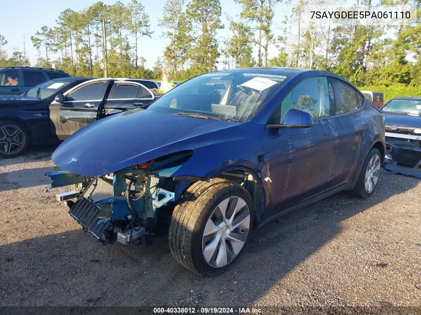 2023 Tesla Model Y Awd/Long Range Dual Motor All-Wheel Drive VIN: 7SAYGDEE5PA061110 Lot: 40338012