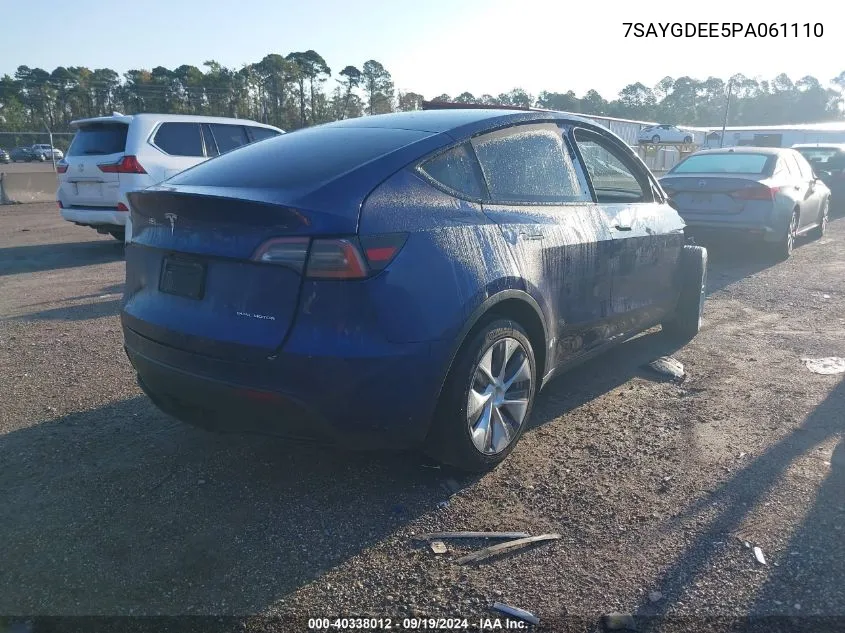 2023 Tesla Model Y Awd/Long Range Dual Motor All-Wheel Drive VIN: 7SAYGDEE5PA061110 Lot: 40338012