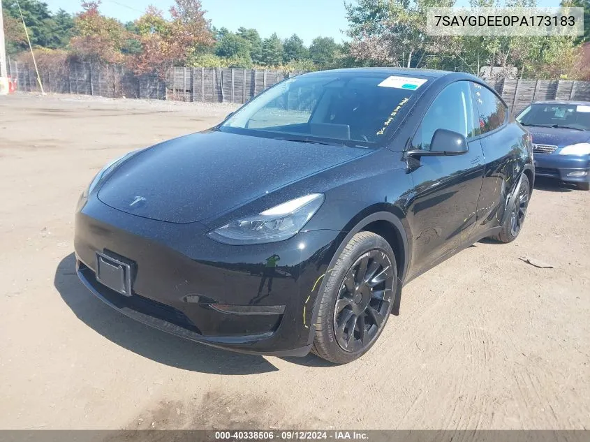 2023 Tesla Model Y Awd/Long Range Dual Motor All-Wheel Drive VIN: 7SAYGDEE0PA173183 Lot: 40338506