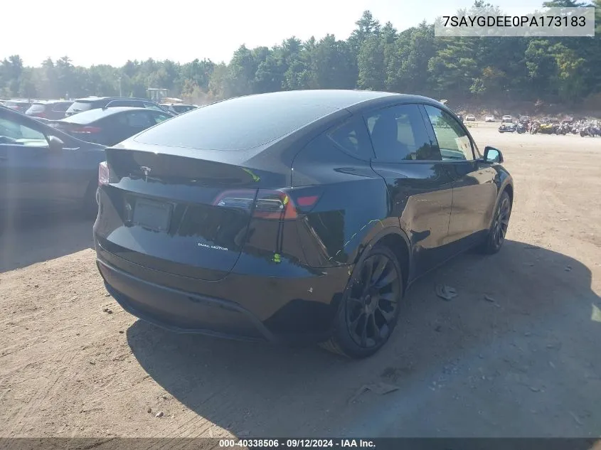 7SAYGDEE0PA173183 2023 Tesla Model Y Awd/Long Range Dual Motor All-Wheel Drive