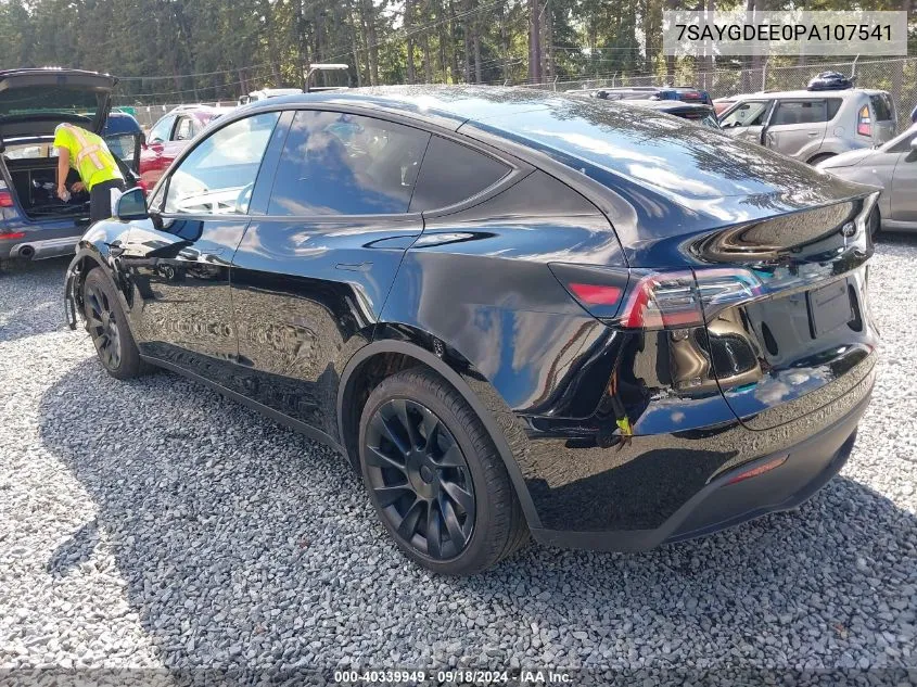 2023 Tesla Model Y Awd/Long Range Dual Motor All-Wheel Drive VIN: 7SAYGDEE0PA107541 Lot: 40339949