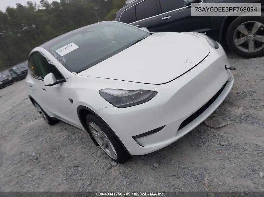 2023 Tesla Model Y VIN: 7SAYGDEE3PF768094 Lot: 40341750