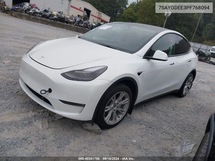 2023 Tesla Model Y VIN: 7SAYGDEE3PF768094 Lot: 40341750