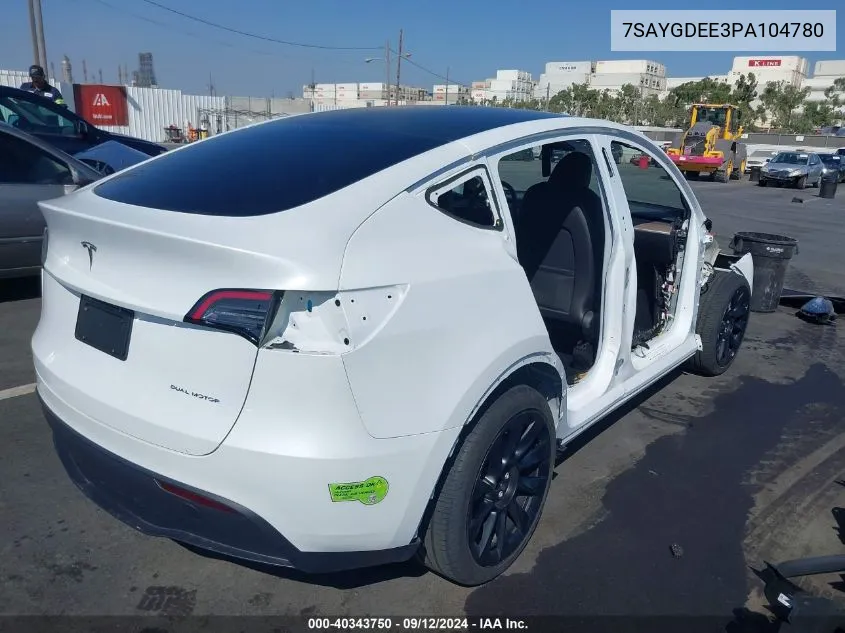 7SAYGDEE3PA104780 2023 Tesla Model Y Awd/Long Range Dual Motor All-Wheel Drive