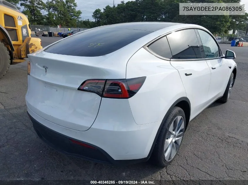 2023 Tesla Model Y Awd/Long Range Dual Motor All-Wheel Drive VIN: 7SAYGDEE2PA086305 Lot: 40345285