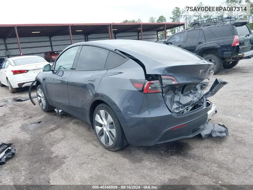 2023 Tesla Model Y Awd/Long Range Dual Motor All-Wheel Drive VIN: 7SAYGDEE8PA087314 Lot: 40345909