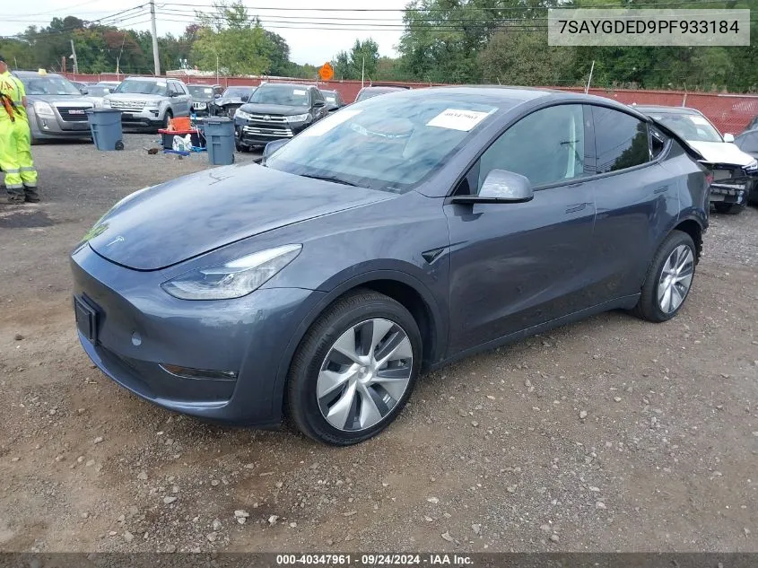 2023 Tesla Model Y Rwd VIN: 7SAYGDED9PF933184 Lot: 40347961