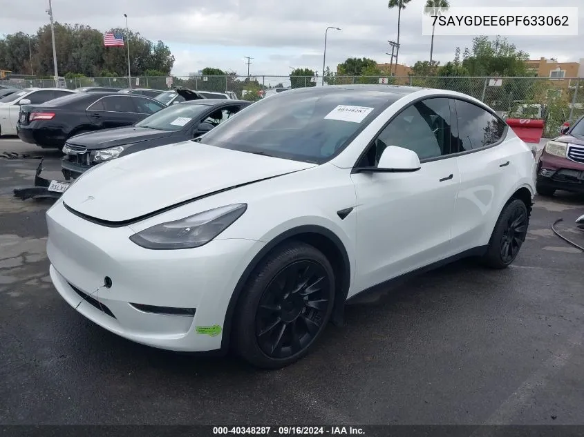 2023 Tesla Model Y Awd/Long Range Dual Motor All-Wheel Drive VIN: 7SAYGDEE6PF633062 Lot: 40348287