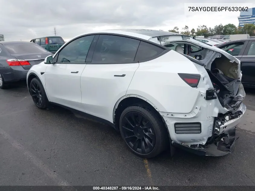 2023 Tesla Model Y Awd/Long Range Dual Motor All-Wheel Drive VIN: 7SAYGDEE6PF633062 Lot: 40348287