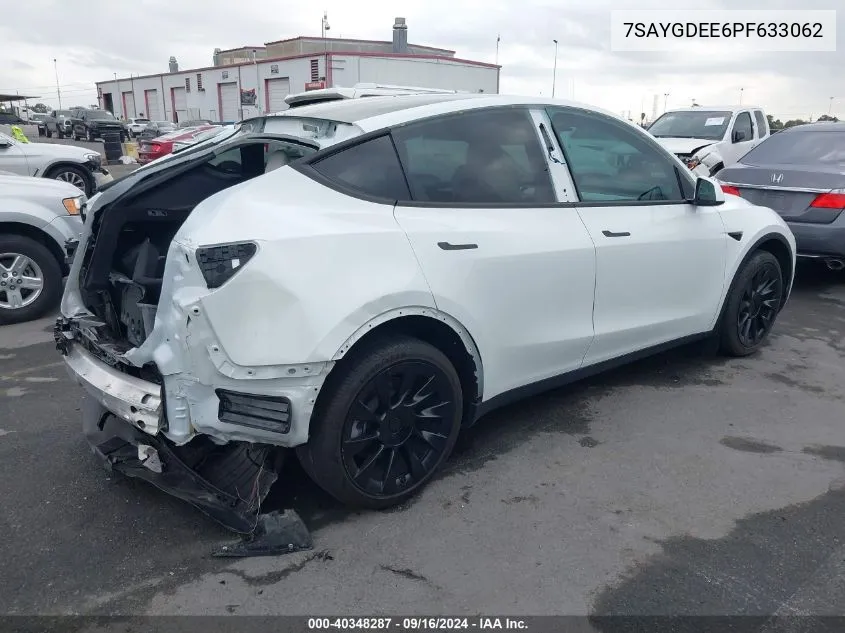 2023 Tesla Model Y Awd/Long Range Dual Motor All-Wheel Drive VIN: 7SAYGDEE6PF633062 Lot: 40348287