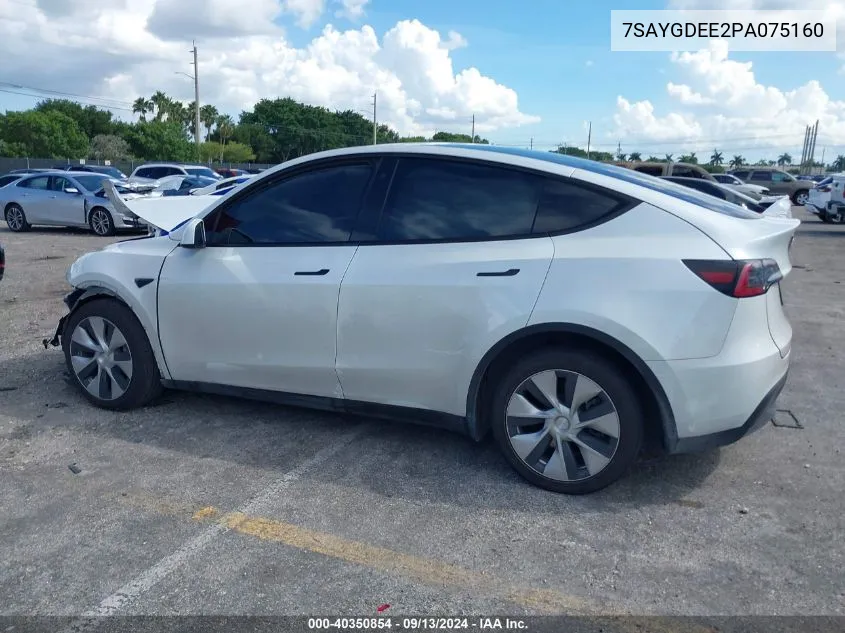 2023 Tesla Model Y Awd/Long Range Dual Motor All-Wheel Drive VIN: 7SAYGDEE2PA075160 Lot: 40350854