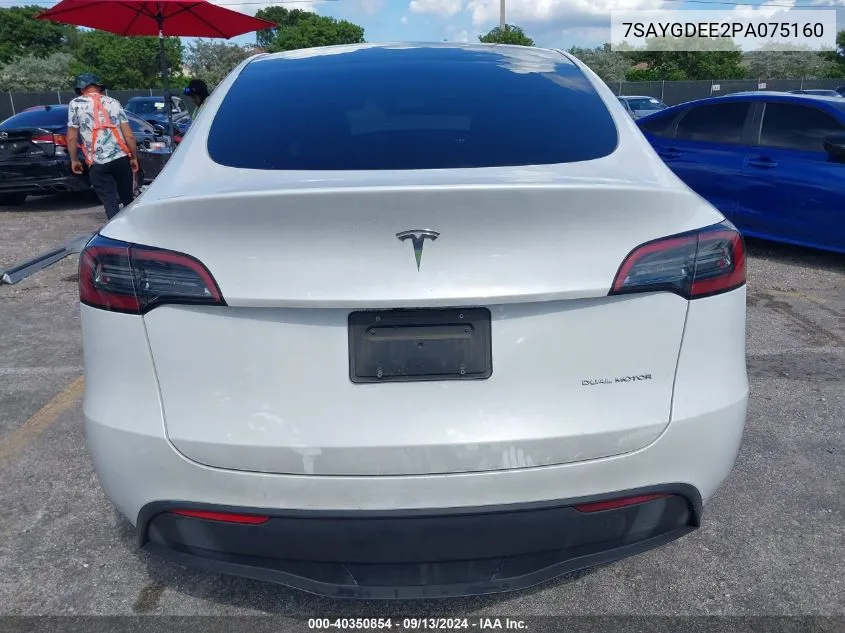 2023 Tesla Model Y Awd/Long Range Dual Motor All-Wheel Drive VIN: 7SAYGDEE2PA075160 Lot: 40350854