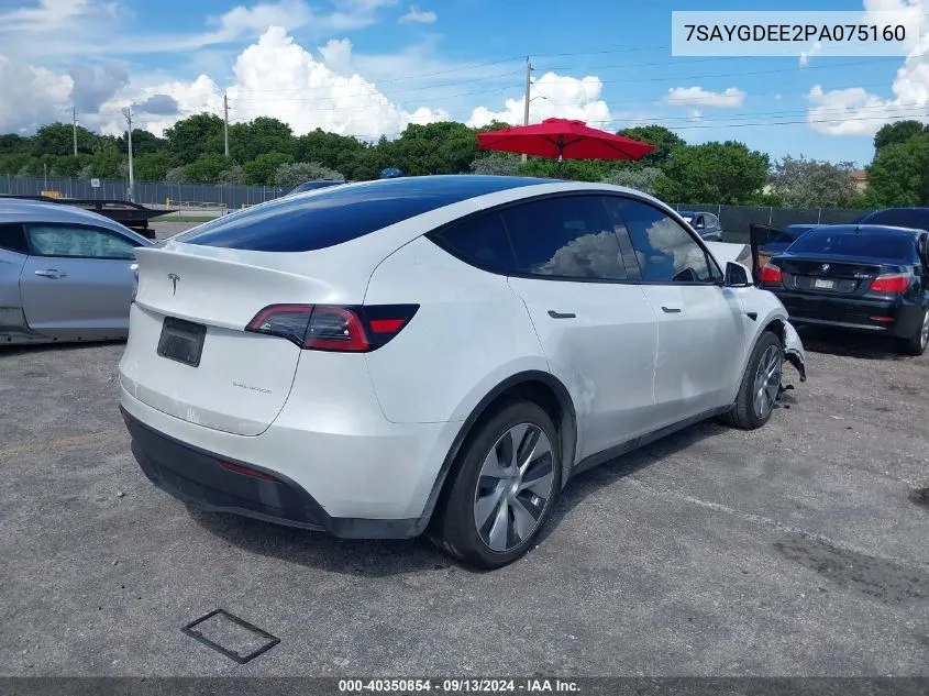 2023 Tesla Model Y Awd/Long Range Dual Motor All-Wheel Drive VIN: 7SAYGDEE2PA075160 Lot: 40350854