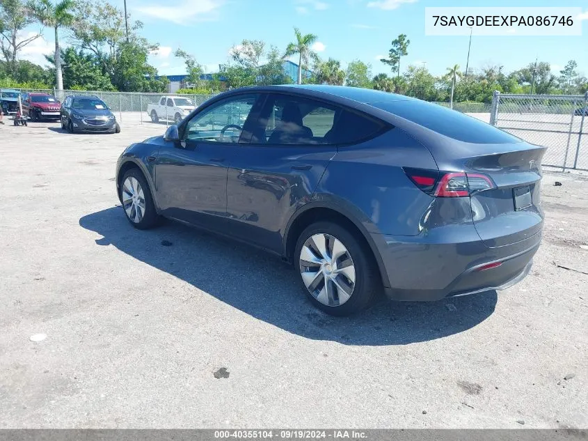 2023 Tesla Model Y Awd/Long Range Dual Motor All-Wheel Drive VIN: 7SAYGDEEXPA086746 Lot: 40355104