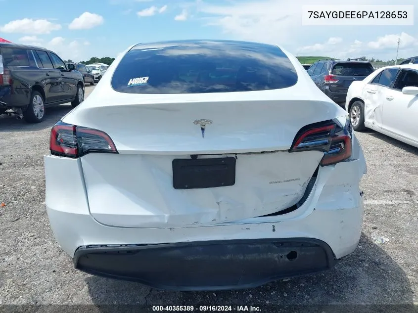 2023 Tesla Model Y Awd/Long Range Dual Motor All-Wheel Drive VIN: 7SAYGDEE6PA128653 Lot: 40355389