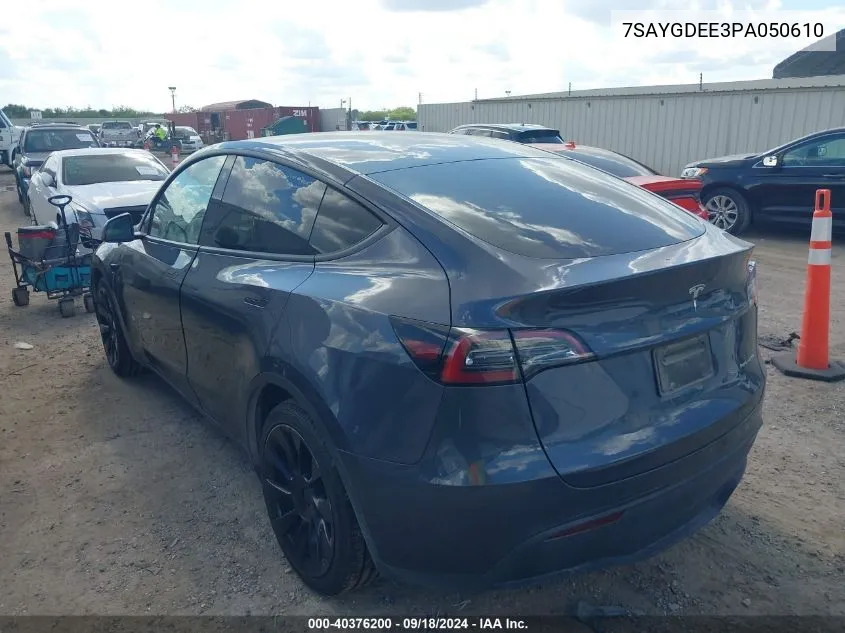 2023 Tesla Model Y Awd/Long Range Dual Motor All-Wheel Drive VIN: 7SAYGDEE3PA050610 Lot: 40376200