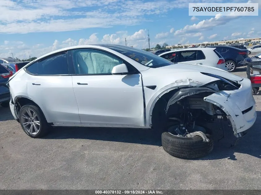 2023 Tesla Model Y Awd/Long Range Dual Motor All-Wheel Drive VIN: 7SAYGDEE1PF760785 Lot: 40378132