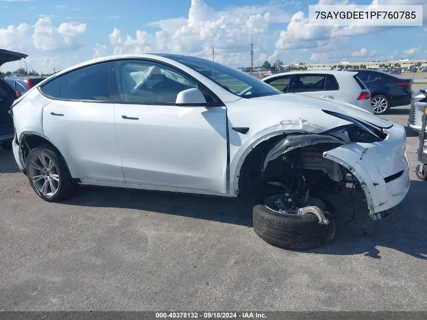 2023 Tesla Model Y Awd/Long Range Dual Motor All-Wheel Drive VIN: 7SAYGDEE1PF760785 Lot: 40378132