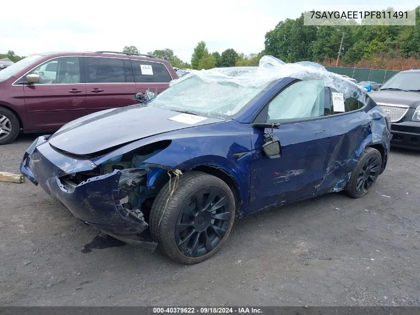 2023 Tesla Model Y Awd/Long Range Dual Motor All-Wheel Drive VIN: 7SAYGAEE1PF811491 Lot: 40379622