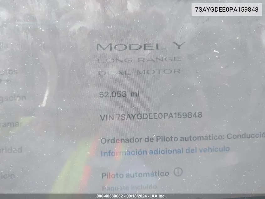 7SAYGDEE0PA159848 2023 Tesla Model Y