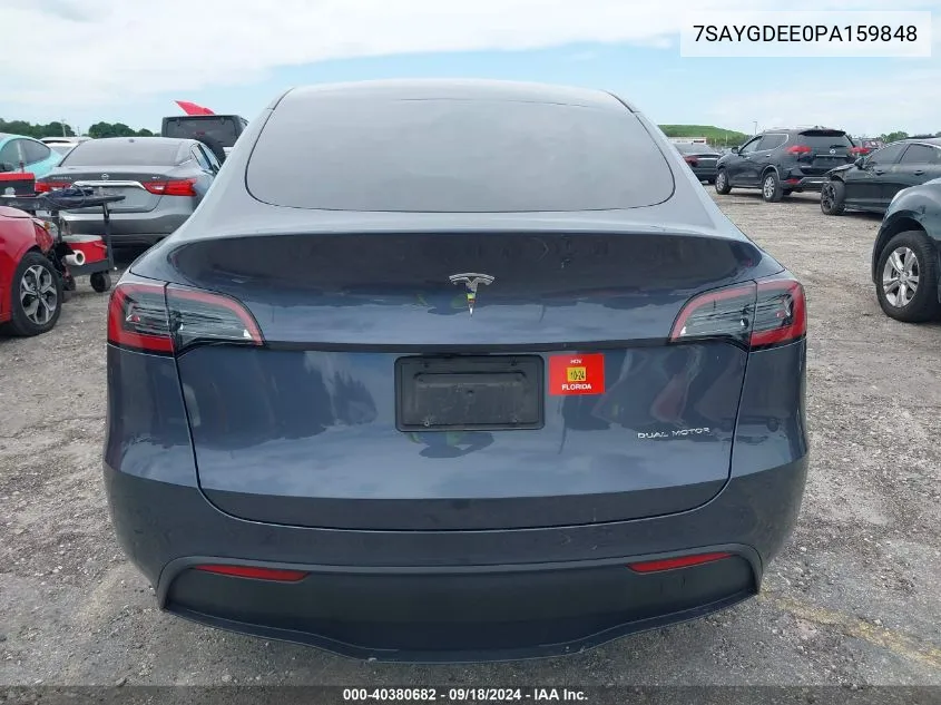 2023 Tesla Model Y VIN: 7SAYGDEE0PA159848 Lot: 40380682