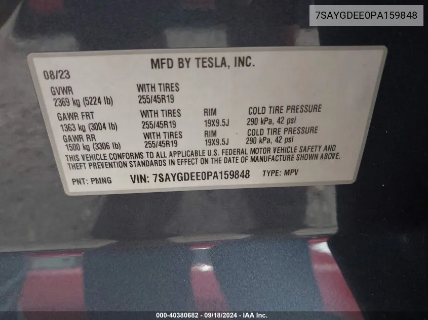 7SAYGDEE0PA159848 2023 Tesla Model Y