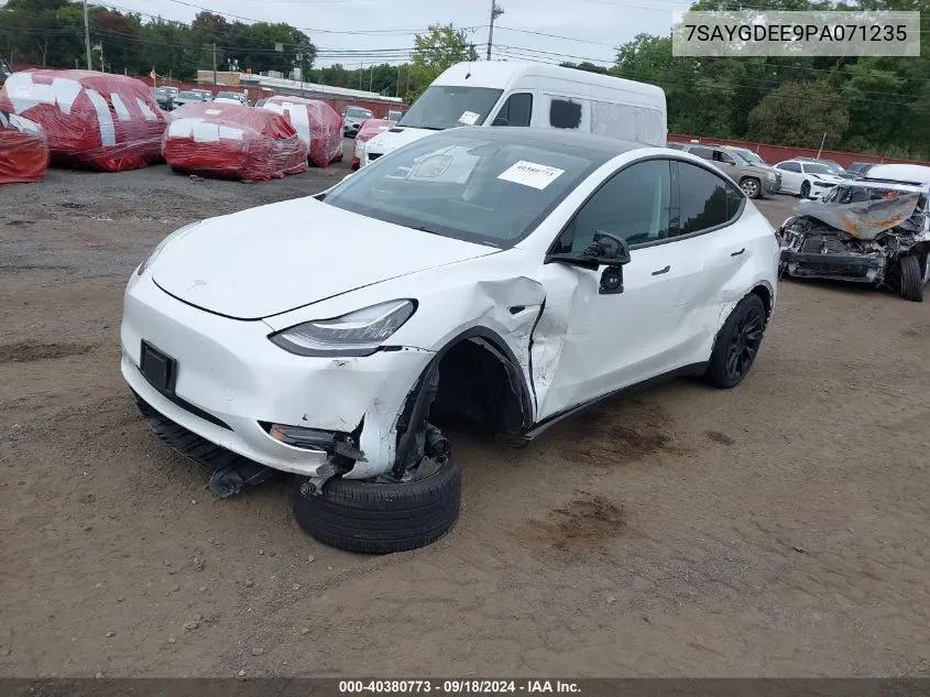 2023 Tesla Model Y Awd/Long Range Dual Motor All-Wheel Drive VIN: 7SAYGDEE9PA071235 Lot: 40380773