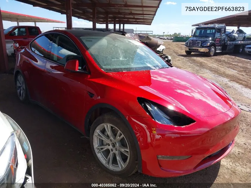 2023 Tesla Model Y Awd/Long Range Dual Motor All-Wheel Drive VIN: 7SAYGDEE2PF663823 Lot: 40385862