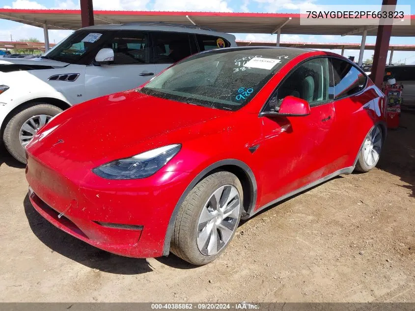 2023 Tesla Model Y Awd/Long Range Dual Motor All-Wheel Drive VIN: 7SAYGDEE2PF663823 Lot: 40385862