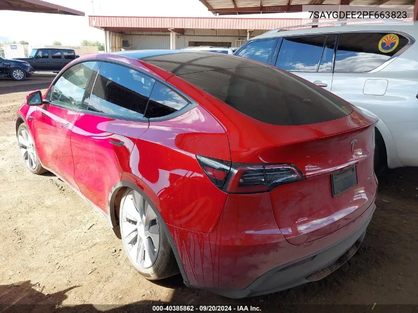 2023 Tesla Model Y Awd/Long Range Dual Motor All-Wheel Drive VIN: 7SAYGDEE2PF663823 Lot: 40385862