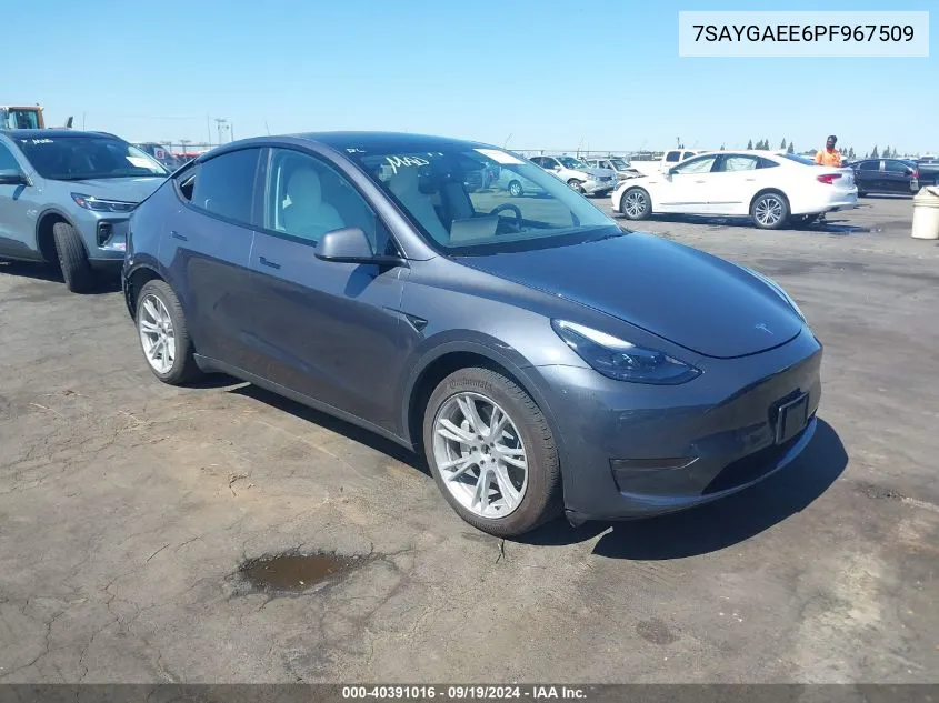 2023 Tesla Model Y Awd/Long Range Dual Motor All-Wheel Drive VIN: 7SAYGAEE6PF967509 Lot: 40391016