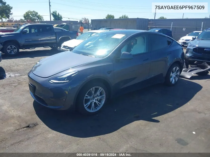 2023 Tesla Model Y Awd/Long Range Dual Motor All-Wheel Drive VIN: 7SAYGAEE6PF967509 Lot: 40391016