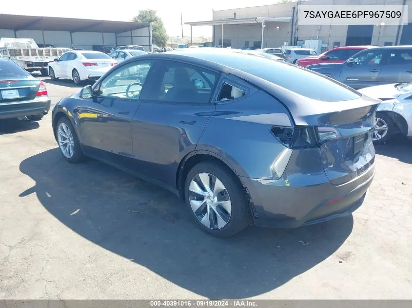 2023 Tesla Model Y Awd/Long Range Dual Motor All-Wheel Drive VIN: 7SAYGAEE6PF967509 Lot: 40391016