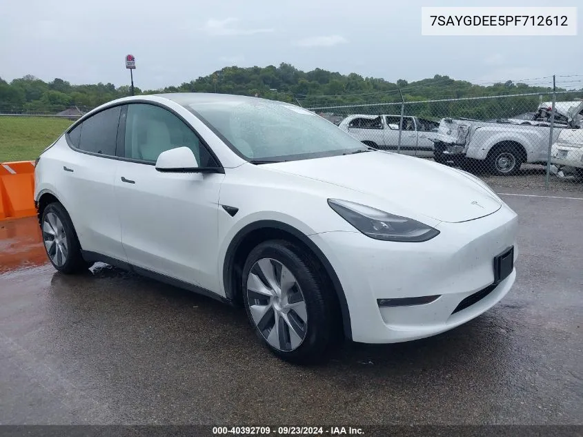 2023 Tesla Model Y Awd/Long Range Dual Motor All-Wheel Drive VIN: 7SAYGDEE5PF712612 Lot: 40392709