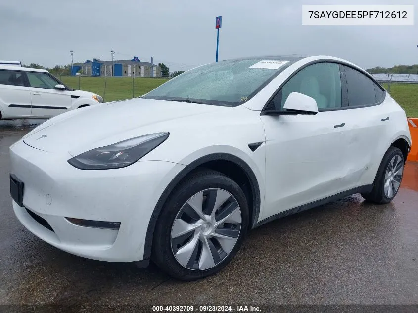 2023 Tesla Model Y Awd/Long Range Dual Motor All-Wheel Drive VIN: 7SAYGDEE5PF712612 Lot: 40392709