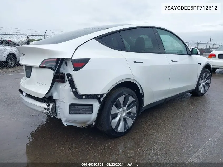 2023 Tesla Model Y Awd/Long Range Dual Motor All-Wheel Drive VIN: 7SAYGDEE5PF712612 Lot: 40392709