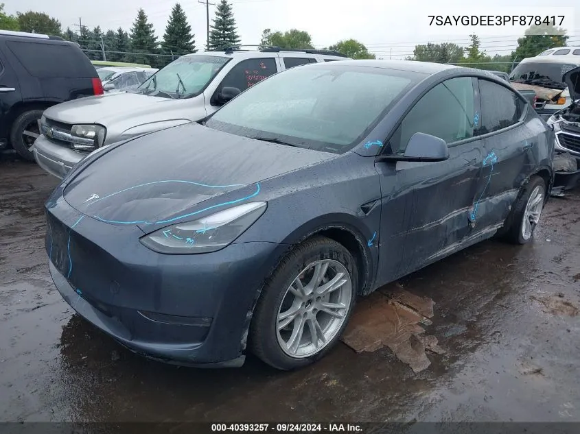 2023 Tesla Model Y Awd/Long Range Dual Motor All-Wheel Drive VIN: 7SAYGDEE3PF878417 Lot: 40393257