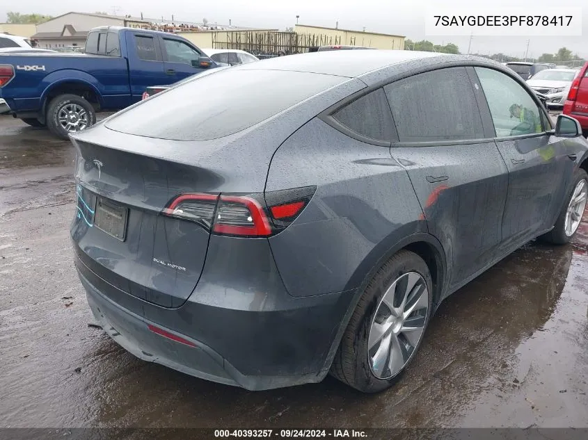 2023 Tesla Model Y Awd/Long Range Dual Motor All-Wheel Drive VIN: 7SAYGDEE3PF878417 Lot: 40393257