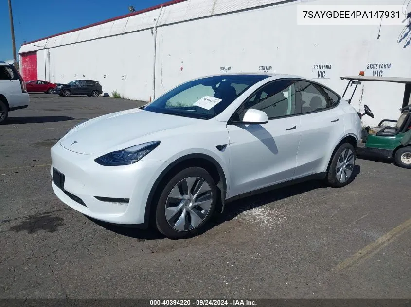 2023 Tesla Model Y Awd/Long Range Dual Motor All-Wheel Drive VIN: 7SAYGDEE4PA147931 Lot: 40394220