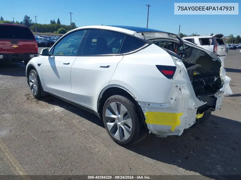 2023 Tesla Model Y Awd/Long Range Dual Motor All-Wheel Drive VIN: 7SAYGDEE4PA147931 Lot: 40394220