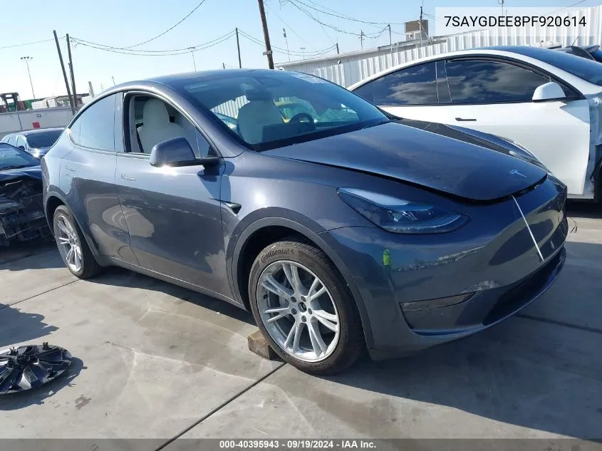 2023 Tesla Model Y Awd/Long Range Dual Motor All-Wheel Drive VIN: 7SAYGDEE8PF920614 Lot: 40395943