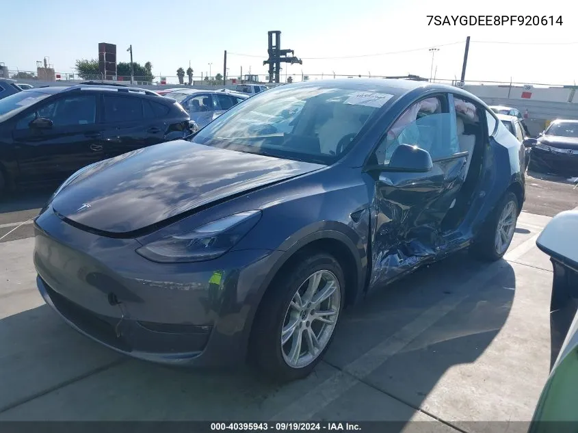 2023 Tesla Model Y Awd/Long Range Dual Motor All-Wheel Drive VIN: 7SAYGDEE8PF920614 Lot: 40395943