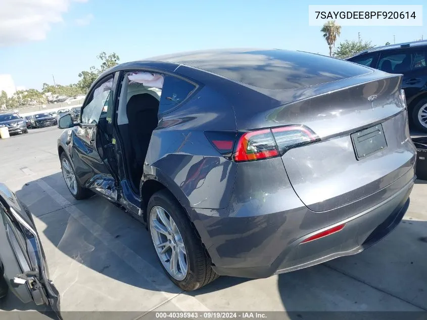 2023 Tesla Model Y Awd/Long Range Dual Motor All-Wheel Drive VIN: 7SAYGDEE8PF920614 Lot: 40395943