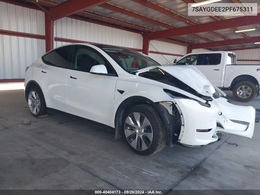 2023 Tesla Model Y Awd/Long Range Dual Motor All-Wheel Drive VIN: 7SAYGDEE2PF675311 Lot: 40404173