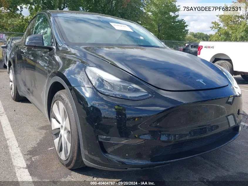 2023 Tesla Model Y Awd/Long Range Dual Motor All-Wheel Drive VIN: 7SAYGDEE7PF682531 Lot: 40404767