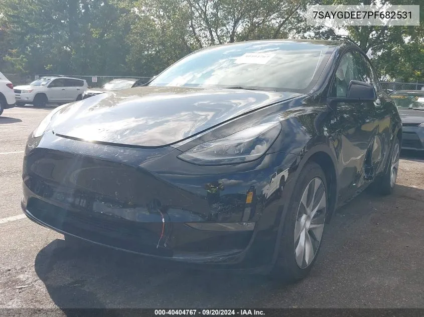 2023 Tesla Model Y Awd/Long Range Dual Motor All-Wheel Drive VIN: 7SAYGDEE7PF682531 Lot: 40404767