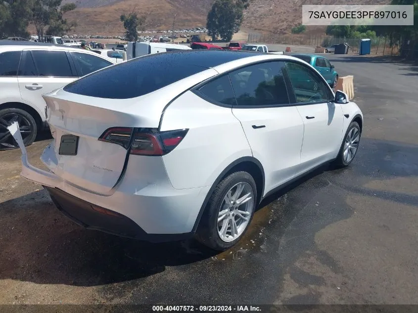 2023 Tesla Model Y VIN: 7SAYGDEE3PF897016 Lot: 40407572