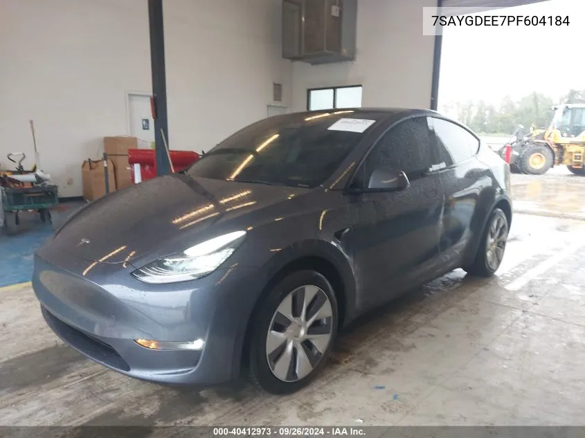 2023 Tesla Model Y Awd/Long Range Dual Motor All-Wheel Drive VIN: 7SAYGDEE7PF604184 Lot: 40412973